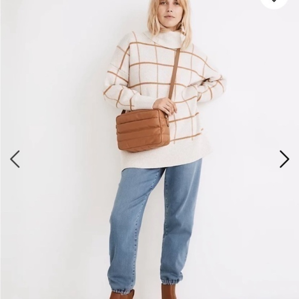 Madewell Window Pane Long Sleeve Turtle Neck Sweater Size Small
